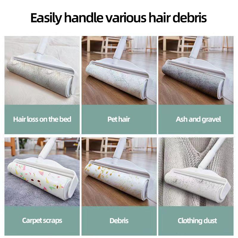 Large Lint Rollers for Carpet, 9.45 in with 3 Extendable Handle,Long Handle Sticky Mop for Cleaning Carpets, Clothing, and Pet Hair,Christmas Gifts