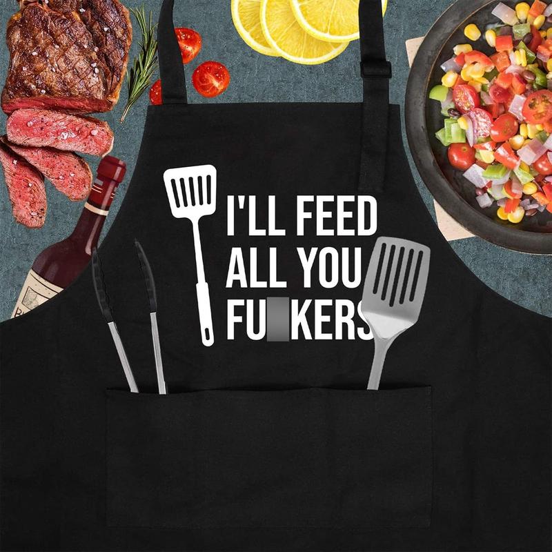 Funny Cooking Aprons for Men Women - Dad Gifts, Funny Gifts for Men Mom - Fathers Christmas, Birthday Gifts for Dad Step Dad Brother Boyfriend Husband - Cool BBQ Grilling Chef Apron for Men