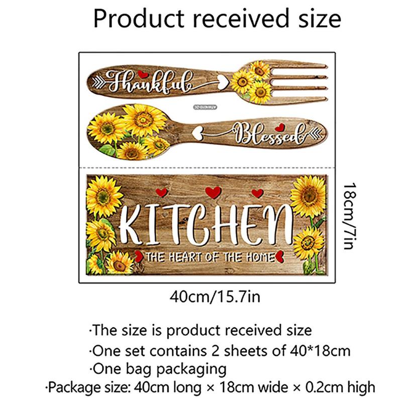 Sunflower Pattern Kitchen Wall Sticker, 2 Counts set Self Adhesive Wall Decal, Decorative Sticker for Home Kitchen Dining Room