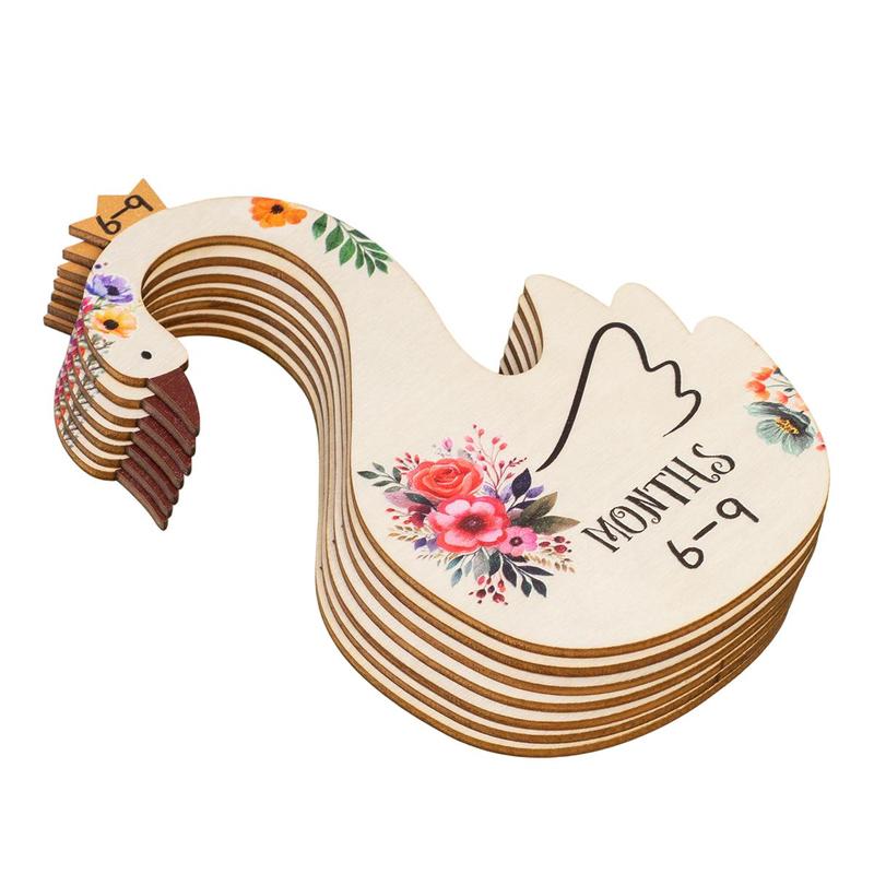 Wooden Swan & Flower Pattern Hanger (7counts set), Cartoon Swan Shaped Baby Clothes Separator, Home Organizer for Baby Wardrobe