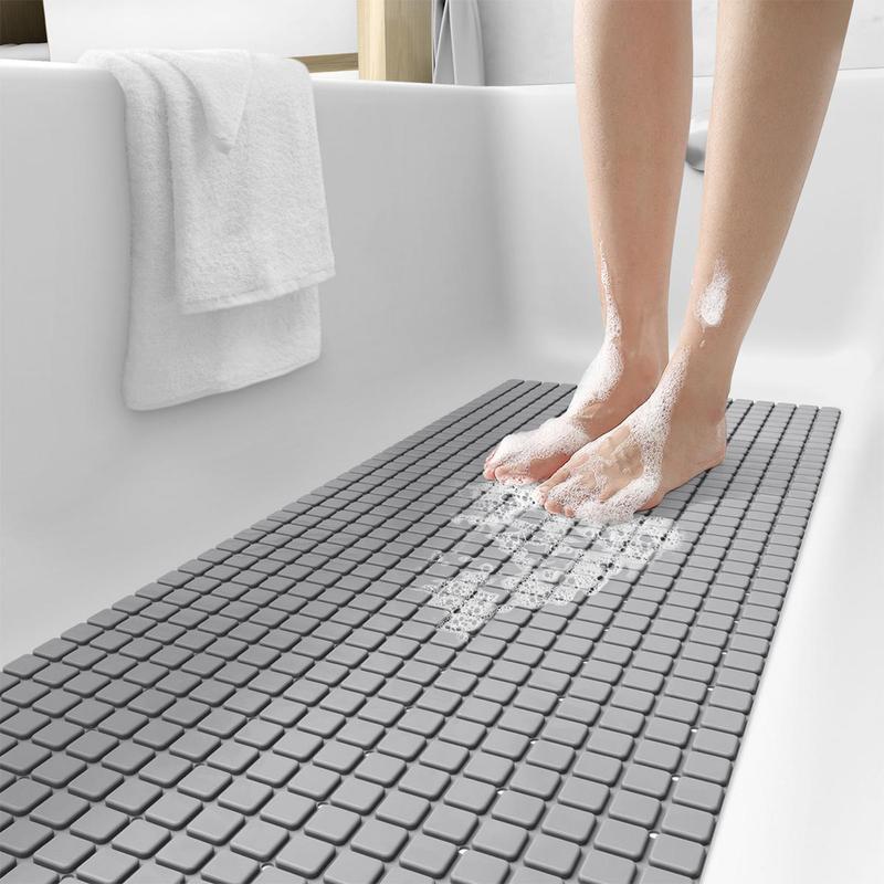 Bathroom Shower Mat, Non-slip Shower Mat with Drain Hole & Suction Cup, Soft Massage Bath Mat, Household Bathroom Shower Carpet, Bath Accessories, Home Decor