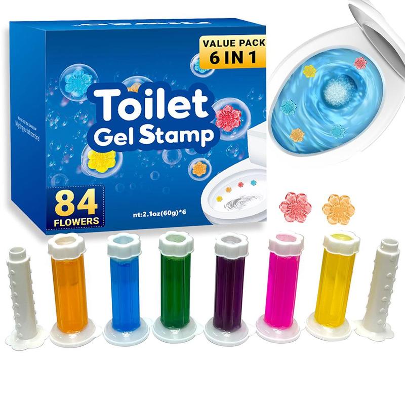 Toilet Cleaning Gel, 6pcs box Long-lasting Toilet Gel Stamp, Toilet Cleaner, Toilet Bowl Deodorant Gel, Toilet Scent Freshener Odor Removal Gel for Bathroom, Kitchen, Washbasin, Boyfriend Gift