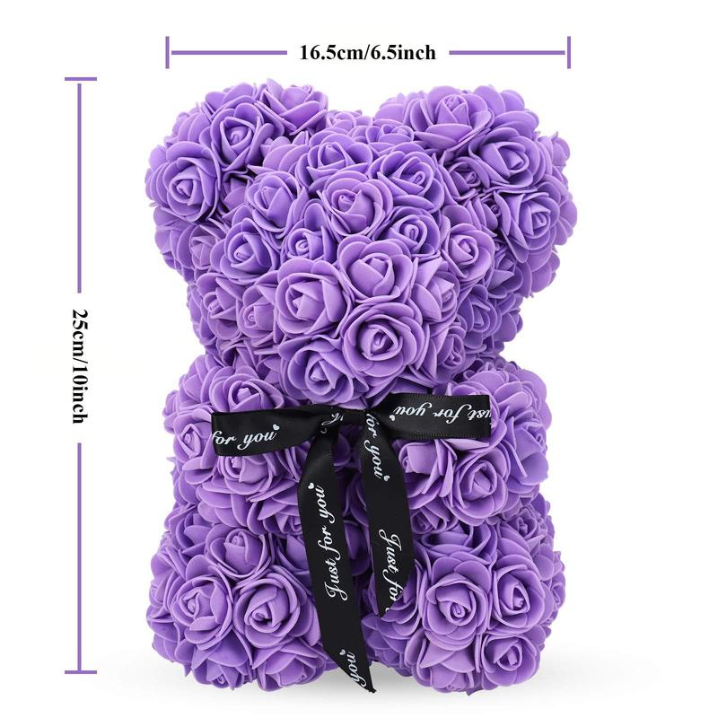 Artificial Rose Bear, 10 Inch Artificial Bear Decorative Flower, Fake Flower Bear for Wedding, Anniversary, Birthday, Gift for Women & Girls, Gifts for Girlfriend, Summer for Gift