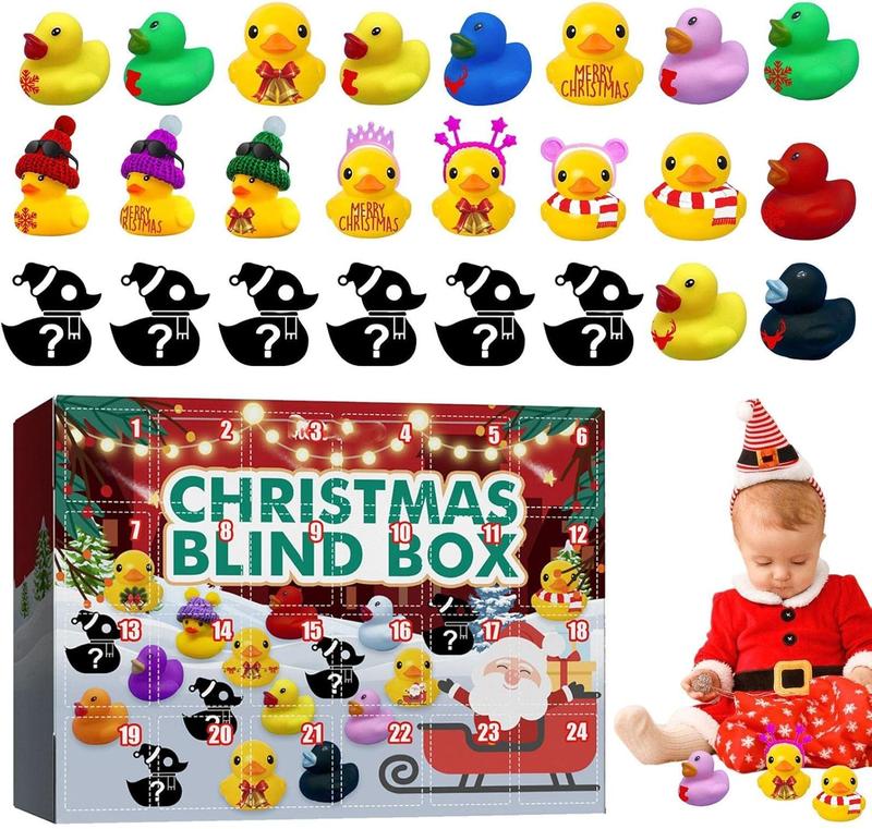 Christmas Blind Box, 1 Box Random Mini Duck Design Blind Box, Party Gift Set for Friends, Party Favors for Christmas, Party Christmas Tree Supplies, Christmas Advent Calendar