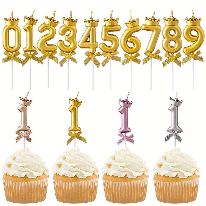 1pc, 0-9 Number Birthday Candles, Number Candle With Crown And Bow Decor Cake Topper Number Candles For Birthday Cakes Wedding Anniversary Graduation Festival Party birthday  banner