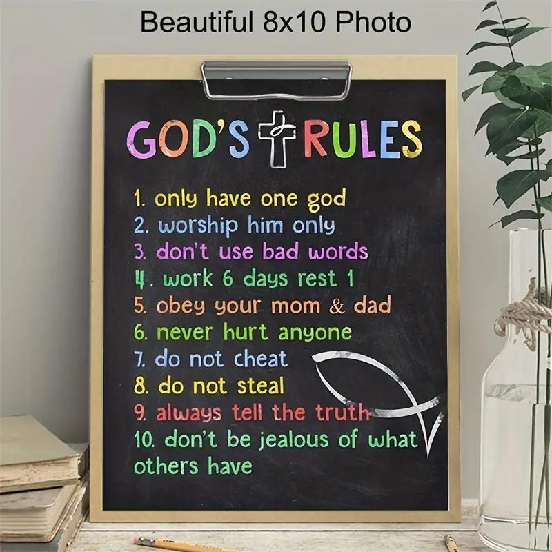 Ten Commandments Letter Pattern Wall Painting without Frame, Room Decor Religious Bible Verse Wall Poster, Wall Art Decor for Home Living Room Bedroom