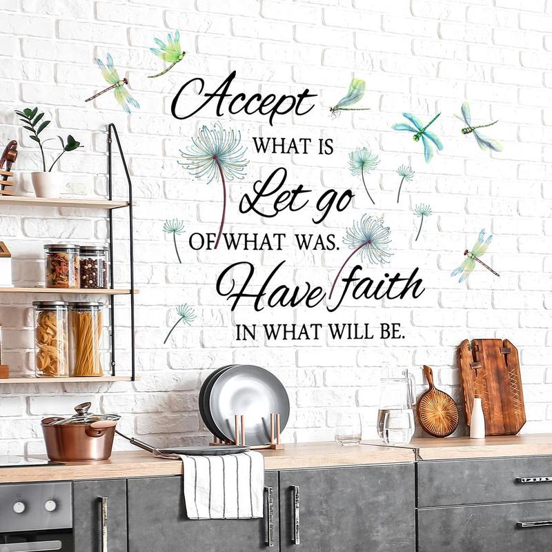 Dandelion & Letter Pattern Wall Sticker, 1 Count Self-adhesive Removable Wall Decal, Decorative Wall Art Stickers for Home Kitchen Bedroom