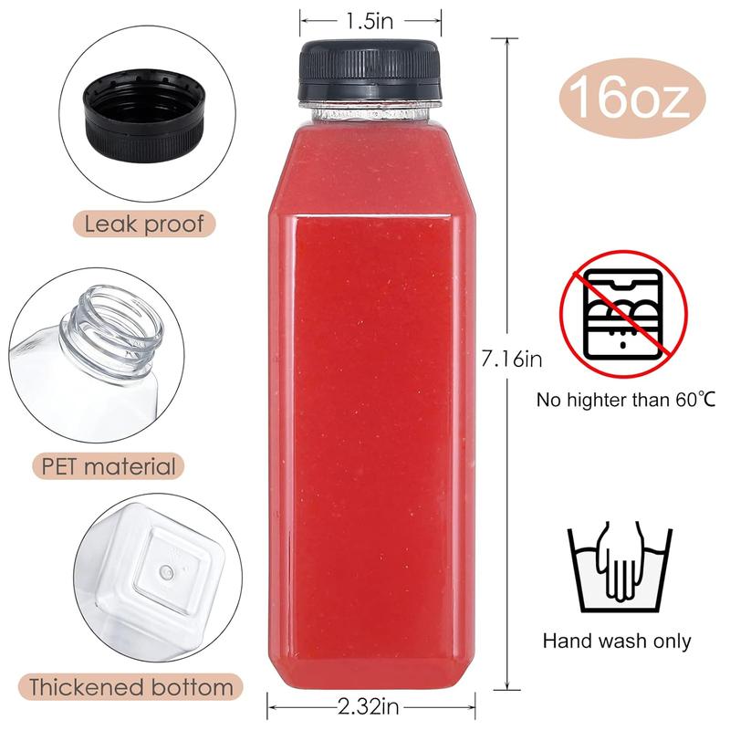 35 count 16oz Plastic Bottles with Caps, Reusable Plastic Juice Bottles with Caps Leak Proof Empty Juicing Bottles Juice Container for Juicing Smoothie Drinking Beverage