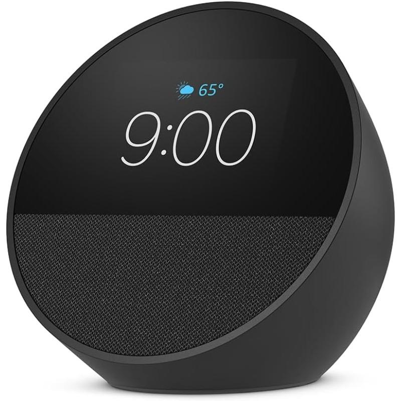 All-new Echo Spot (2024 release), Great for nightstands, offices and kitchens, Smart alarm clock with speaker and Alexa, Black