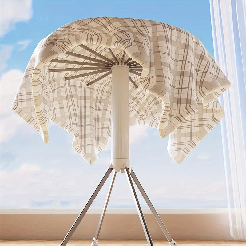 1pc Tripod Clothes Drying Rack Portable Foldable Laundry Rack Compact Space Saving Dryer Rack for Indoor Outdoor RV Travel with 16 Rotatable Rods