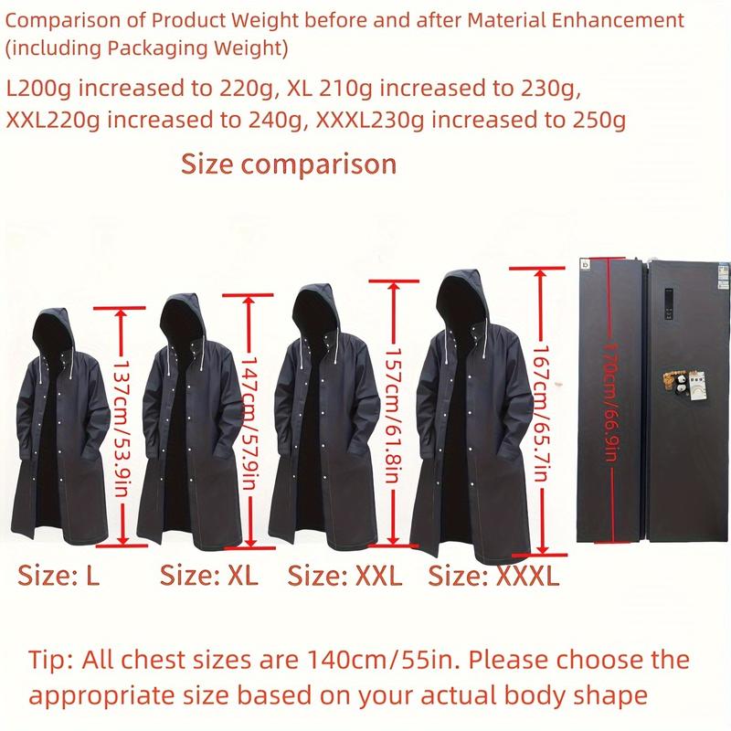 One Adult Waterproof Long Raincoat, Unisex Thickened Hat Raincoat, Suitable for Outdoor Cycling, Hiking, Fishing and Climbing