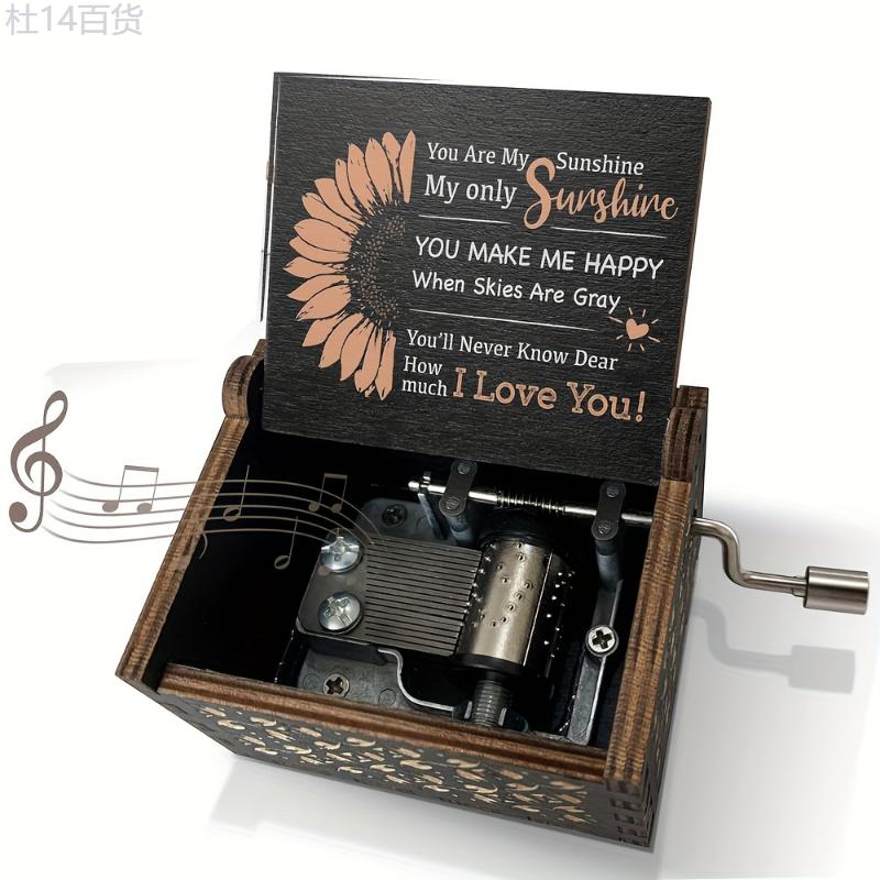 1pc Can't Help Falling In Love Music Box, For Lover Girlfriend Boyfriend Wife Husband Hand Crank Engraved Wooden Musical Boxes Gifts For Birthday Anniversary Valentine's Day, For Home Room Living Room Office Decor