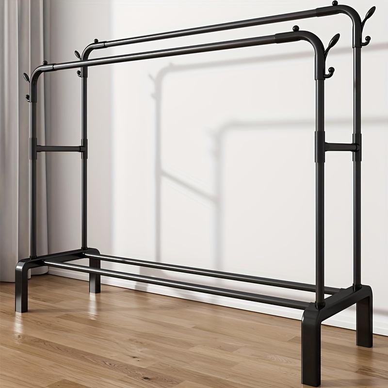 Double Pole Hanger Rack, Sturdy Hanger Hanger - Indoor Garment Display Rack, Multifunctional Floor Vertical Organizer Rack Laundry Hangable