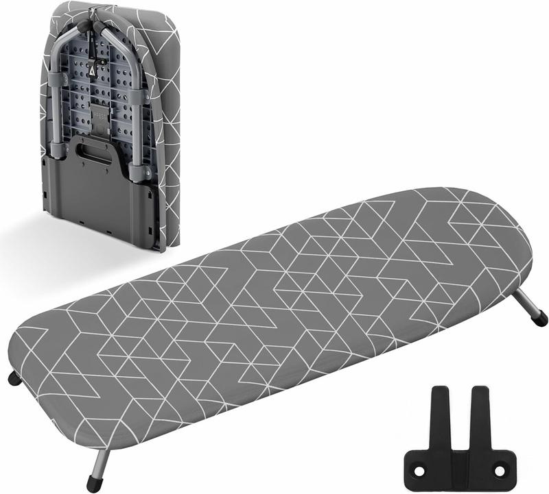 Xabitat Table Top Ironing Board with Wall Mount | D-Crease | Portable Space Saving Mini Laundry Room Iron Board | Foldable Small Ironing Board Accessories Lightweight