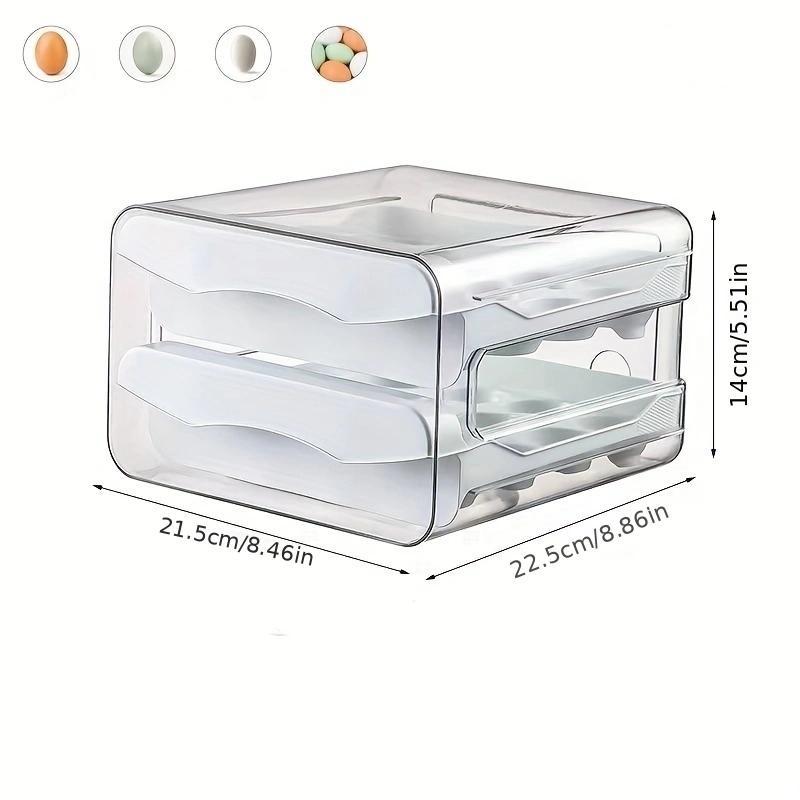 Double Layer Egg Storage Box, 1 Count 32 Grids Refrigerator Egg Organizer, Egg Holder, Household Egg Storage Box, Refrigerator Organizer