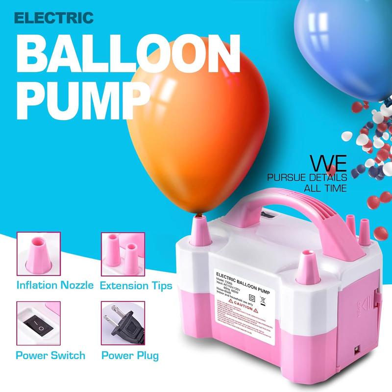 Electric Air Balloon Pump, Portable Dual Nozzle Electric Balloon Inflator Blower for Party Decoration, to Quickly Fill Balloons - 110V 600W [Pink]