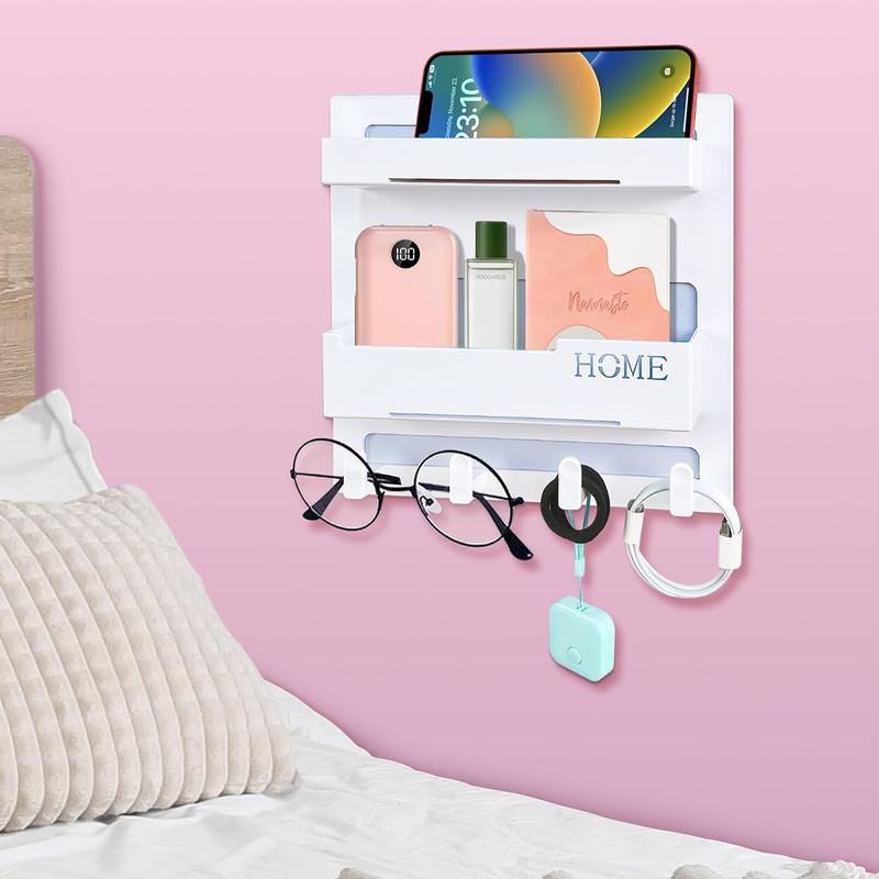 Bedside Shelf Accessories Organizer, Wall Mount Self Stick On, Cute Room Decor Aesthetic, Girls Room Decor, Cool Stuff for Bedroom Storage and Organization Shelves