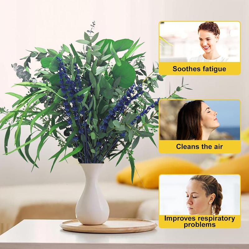 5 Kinds Mix Dried Eucalyptus & Lavender Flowers Bundle for Shower , 15''-17''Natural Real Fresh Preserved Eucalyptus Leaves and Lemon Hanging Plants. Decor Decorative