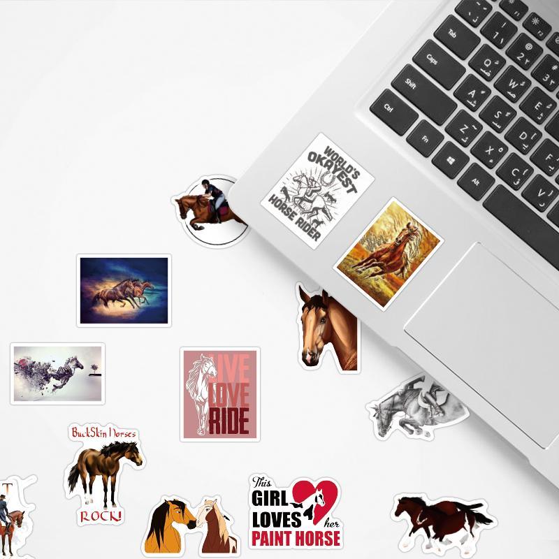 Horse Pattern Sticker (50pcs set), Western Horse Decorative Sticker, DIY Decals for Water Bottle, Laptop, Phone Case, Scrapbooking, Journal Making