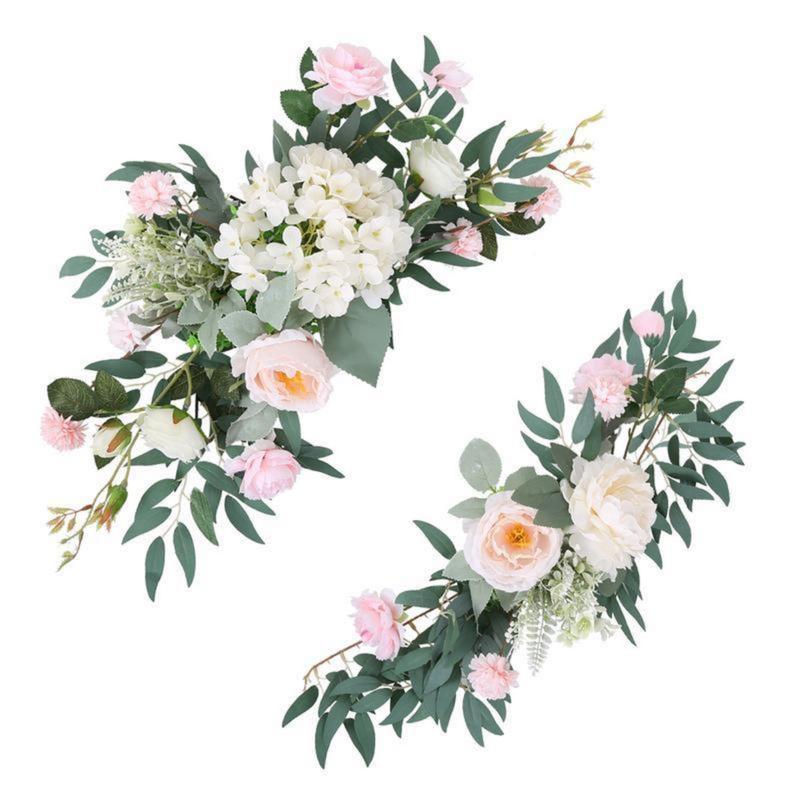 Pack of 2 Artificial Flowers Decorations, Wedding Flowers, Wedding, Banquet, Party, Reception Entrance Welcome Sign and Background Decoration Summer Peach Powder