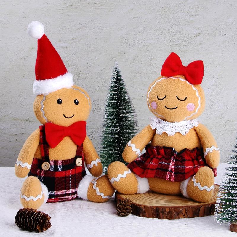 2 Pack Gingerbread Man Christmas Ornaments Indoor Christmas Decorations Home Decor Gingerbread Doll Gift Door Window Table Tree Holiday Christmas Season Decoration