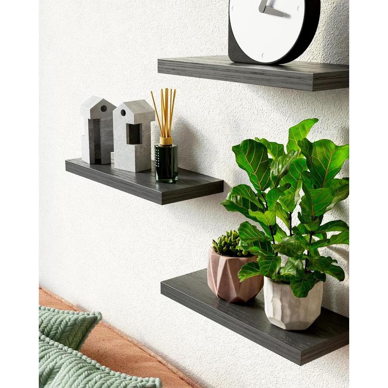 Floating Shelves decoration ,  wall mounted shelves Wall Mounted Rustic Wood Shelves for Bathroom, Bedroom, Small Hanging Shelf forStorage Room Decor with 22lbs Capacity (Black, Set of 3, 16in),Family Gift,Nice Gift  mounted shelf