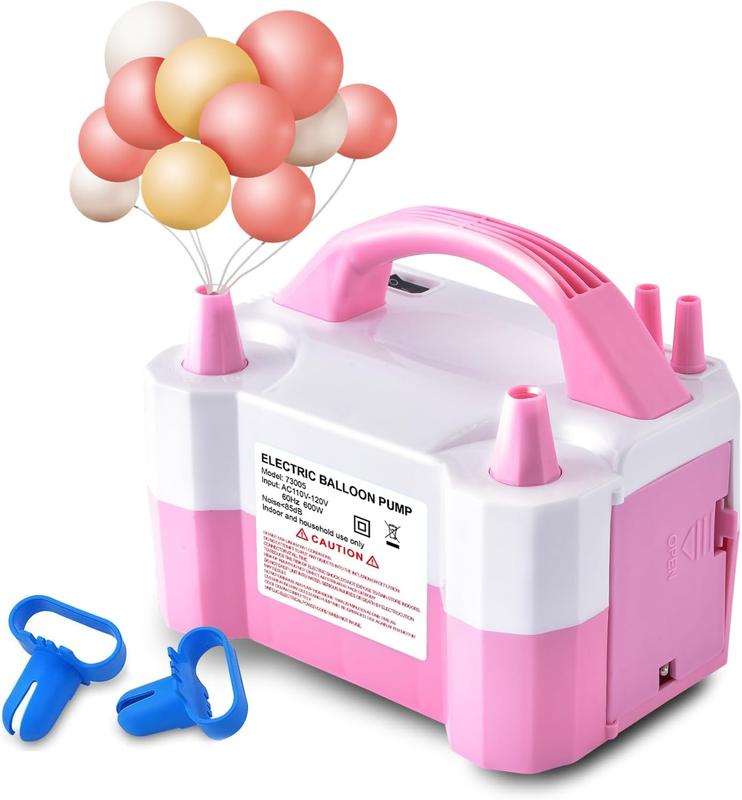 Electric Air Balloon Pump, Portable Dual Nozzle Electric Balloon Inflator Blower for Party Decoration, to Quickly Fill Balloons - 110V 600W [Pink]