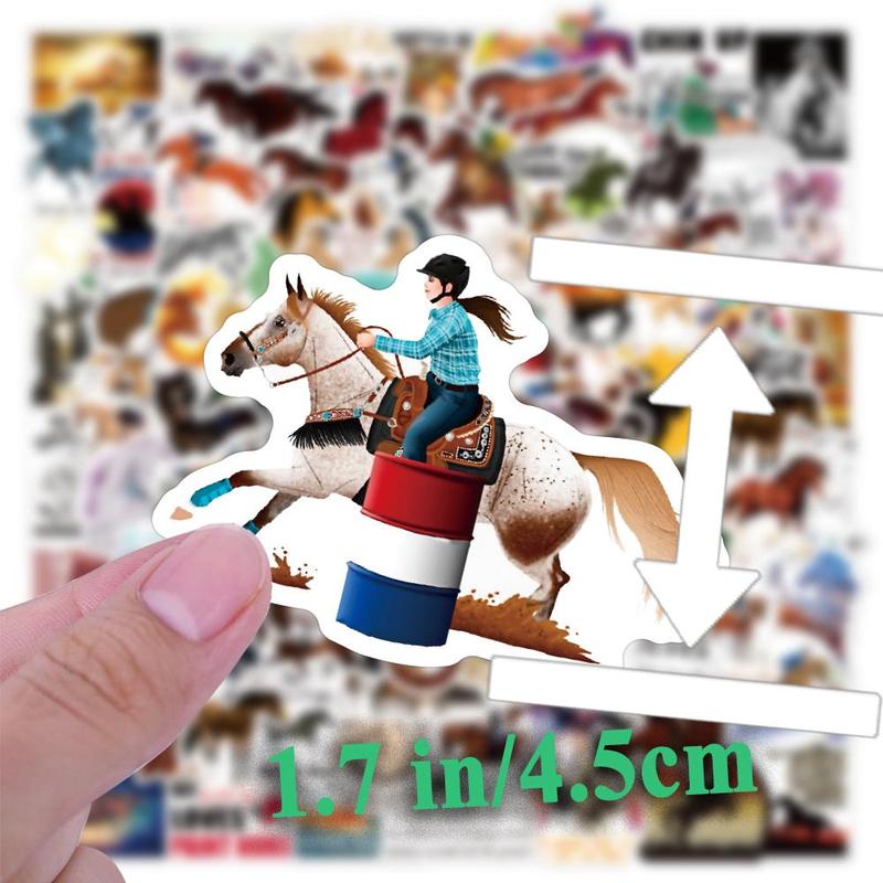 Horse Pattern Sticker (50pcs set), Western Horse Decorative Sticker, DIY Decals for Water Bottle, Laptop, Phone Case, Scrapbooking, Journal Making