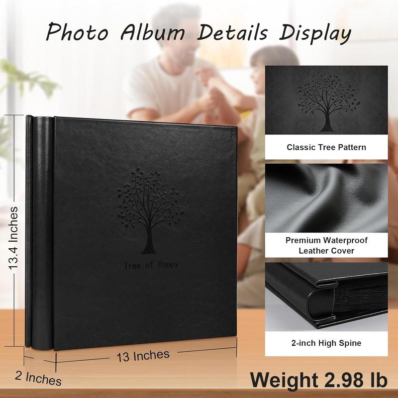 Photo Album 4x6 600 Pockets Photo, Black Leather Cover Photo Book, Large Capacity Picture Album Holds Horizontal & Vertical Photos,  for Family Wedding, , Anniversary