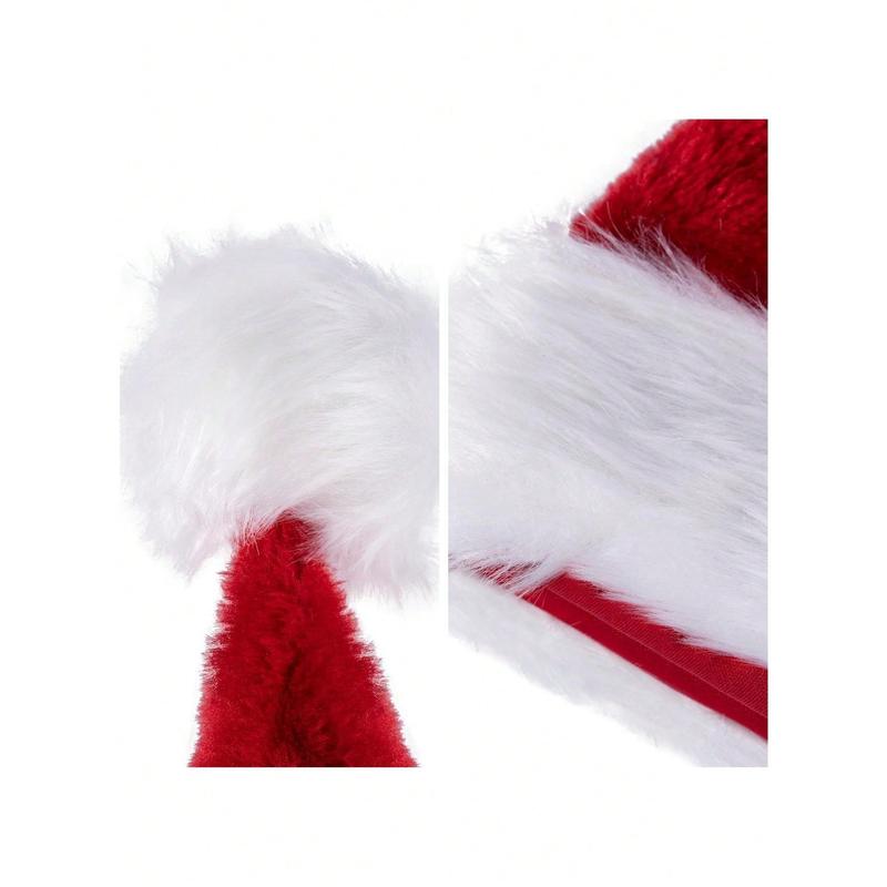 Style Lab   Giggling Getup 2 PCS Adults Light-Up Christmas Santa Elf Hats With Pom Poms, Soft Plush Xmas Hat With Colorful Lights For Mens And Womens