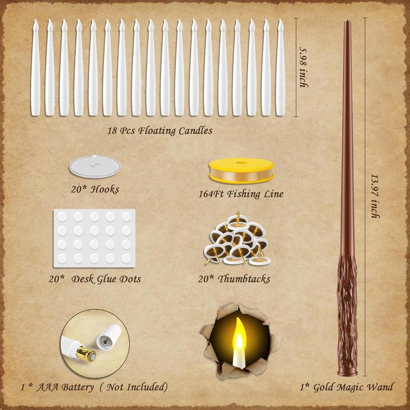 Flameless Taper Floating Candles with Magic Wand Remote,Indoor Christmas Home Decor,Flickering Warm Light Gift Ornaments Wedding,Halloween Decorations