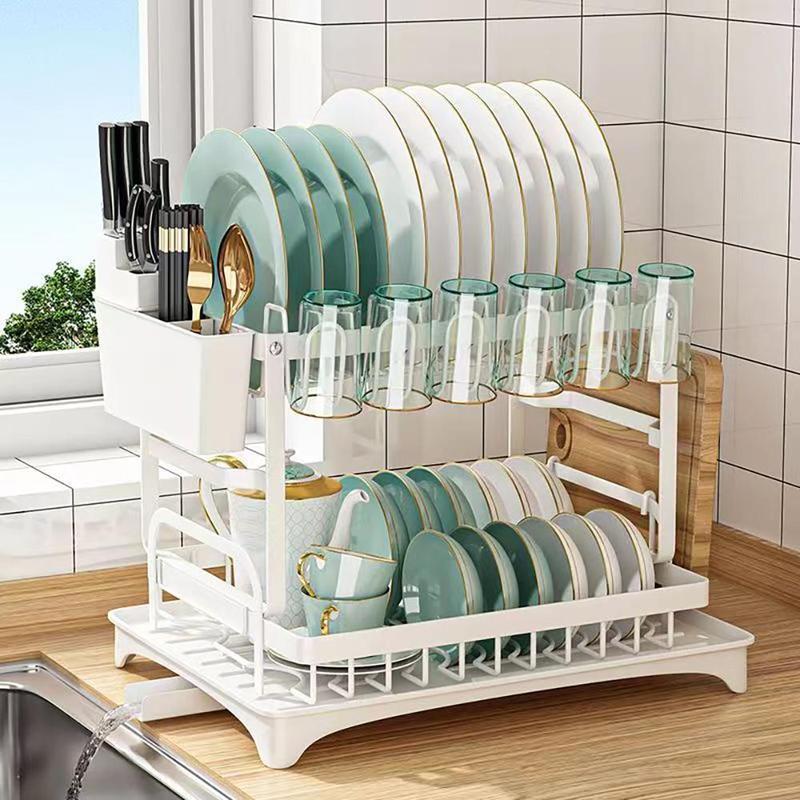 Kitchen Dish Drying Rack, Large Capacity Dish Drain Storage Rack, Household Tableware Storage Rack, Kitchen Gadgets, Multifunctional Storage Organizer, Kitchen Organizer