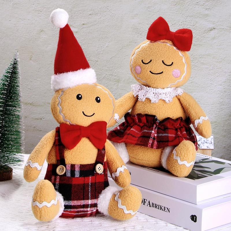 2 Pack Gingerbread Man Christmas Ornaments Indoor Christmas Decorations Home Decor Gingerbread Doll Gift Door Window Table Tree Holiday Christmas Season Decoration