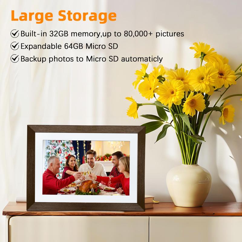 Ekoio 10.1 Inch WiFi Digital Picture Frame, 1280x800 HD IPS Touch Screen Photo Frame Electronic, 32GB Memory, Auto-Rotate, Wall Mountable, Share Photos Videos Instantly via free App from Anywhere