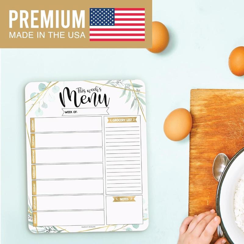 Greenery Weekly Dinner Menu Board For Kitchen - Magnetic Meal Planner For Refrigerator White Board Dry Erase, Weekly Menu Board For Fridge Whiteboard, Weekly Meal Planner Magnetic Fridge Whiteboard