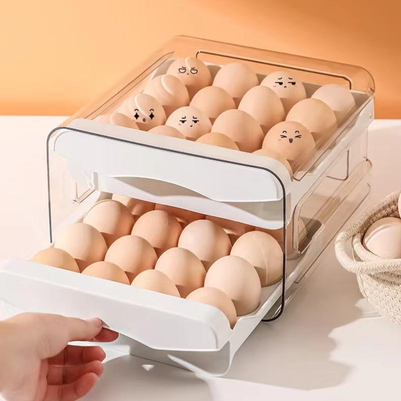 Double Layer Egg Storage Box, 1 Count 32 Grids Refrigerator Egg Organizer, Egg Holder, Household Egg Storage Box, Refrigerator Organizer