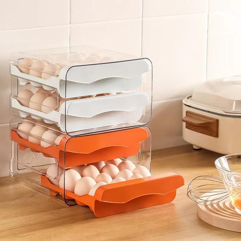 Double Layer Egg Storage Box, 1 Count 32 Grids Refrigerator Egg Organizer, Egg Holder, Household Egg Storage Box, Refrigerator Organizer