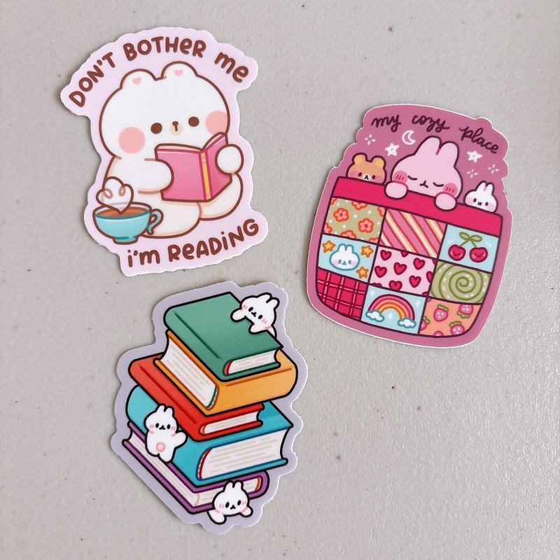 StickyRiceCo Cozy Bookish Heavy Duty Waterproof Vinyl Diecut Stickers