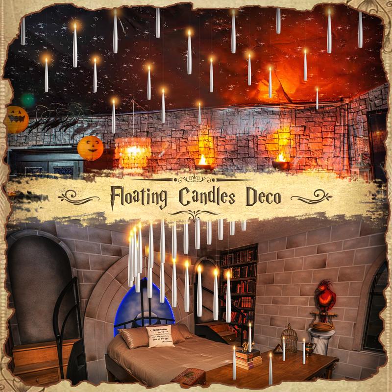 Flameless Taper Floating Candles with Magic Wand Remote,Indoor Christmas Home Decor,Flickering Warm Light Gift Ornaments Wedding,Halloween Decorations