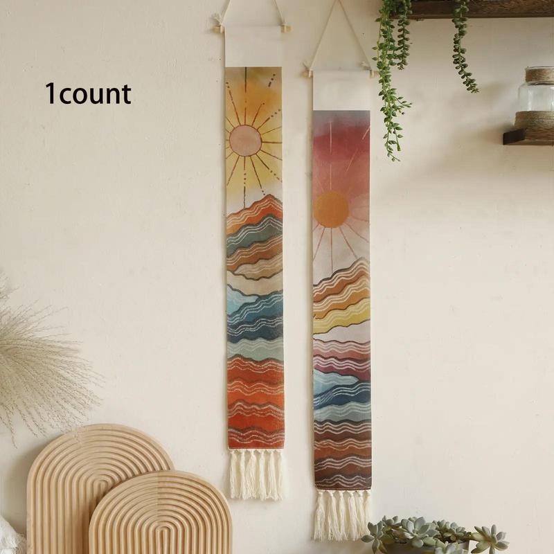 Bohemian Art Wall Hanging with Tassel for Valentine's Day Gifts, 1 Count Long Bohemian Hanging Decoration, Vertical Wall Art Decoration for Bedroom Bathroom Living Room, Mean Girls Decorations