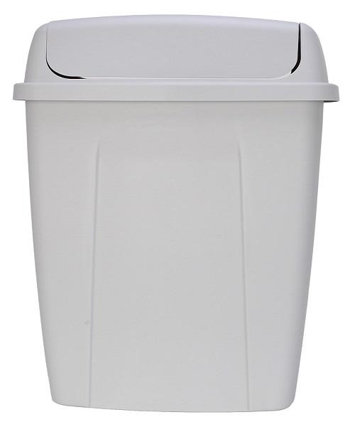 Mainstays 13 Gallon Trash Can, Plastic Swing Top Kitchen Trash Can, Gray