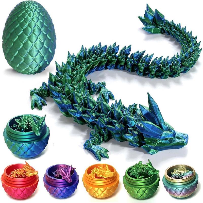 3D Printed Dragon Egg Dragon Gift Set Gemstone Dragon Ornament Full Articulated Crystal Dragon Collectible Statue for Home Decor