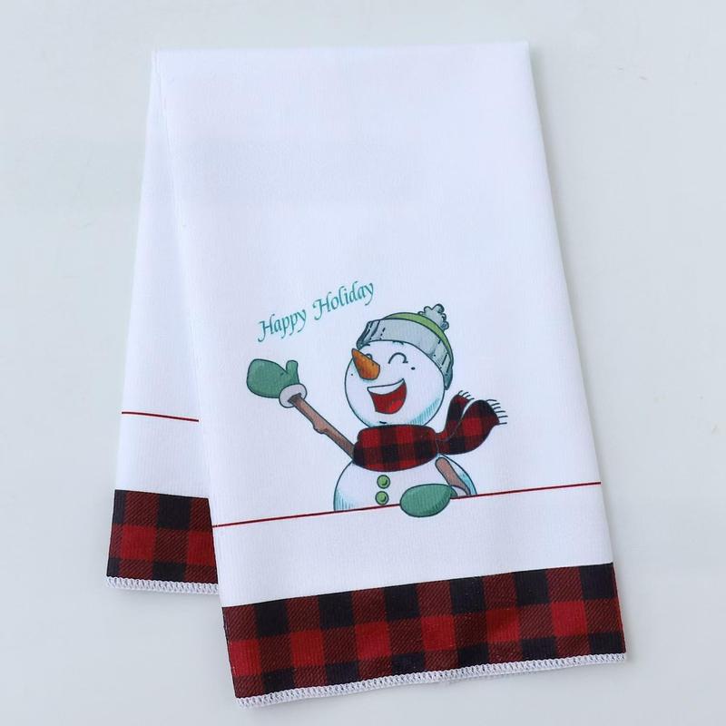 Snowman & Truck & Letter Pattern Kitchen Towel, 2 Counts set Christmas Decor Kitchen Dish Towel, Kitchen Cleaning Towel, Holiday Gift