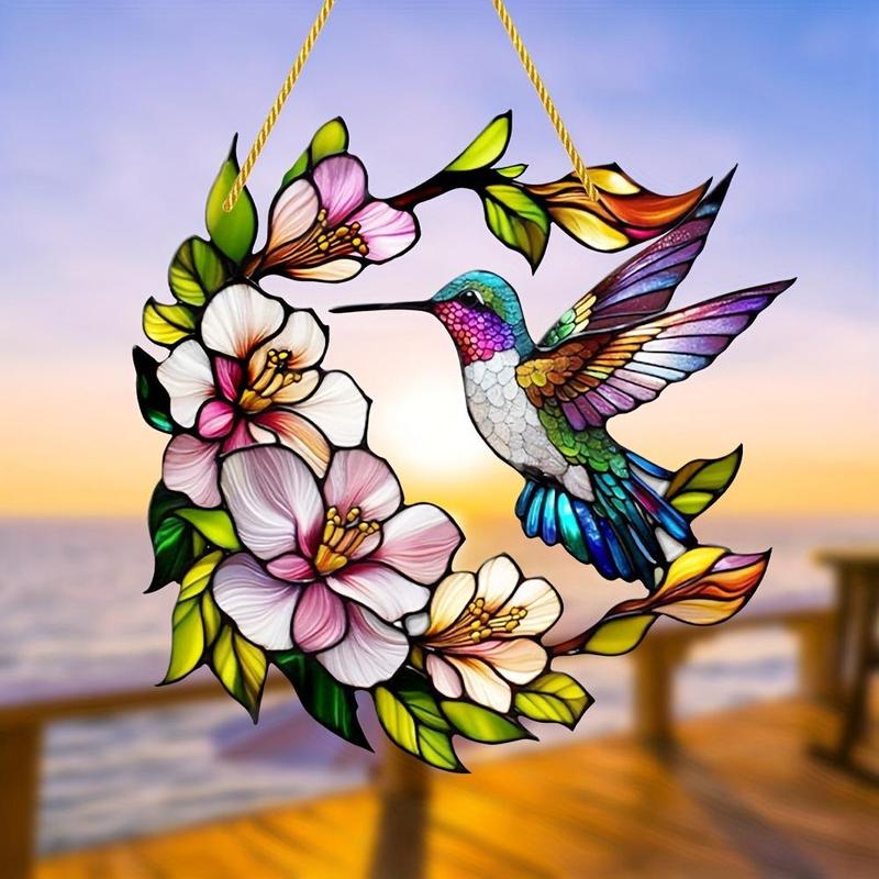 Hummingbird Design Sun Catcher, 1 Count Artistic Acrylic Window Hanging Decor, Bird-themed Multipurpose Decoration for Home & Porch