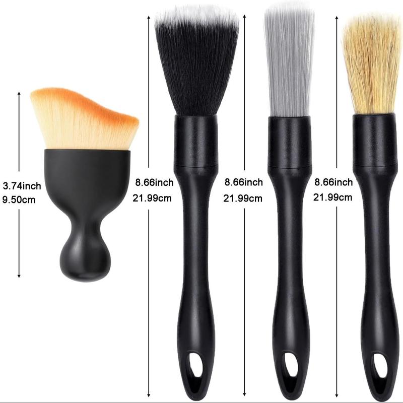 Car Interior Detailing Brush Set for Summer, Multipurpose Automotive Exterior & Interior Cleaning Brush Kit, Vehicle Soft Dusting Brush for Air Vent, Dashboard, Leather