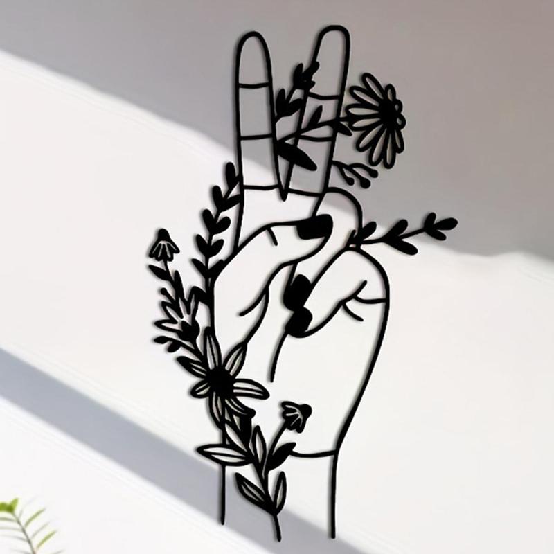 Peace Sign & Flower Design Wall Decor, 1 Count Hollow Silhouette Pendant, Wall Decoration Crafts for Home Living Room Bedroom