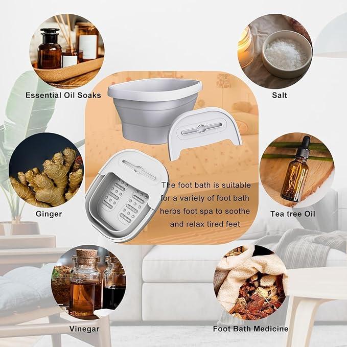 Portable Foot Bath basin, Foldable Massage Tub holder, Foot Spa Basin for Home Use, Foot Soaking Tub, Mom Birthday Gifts.