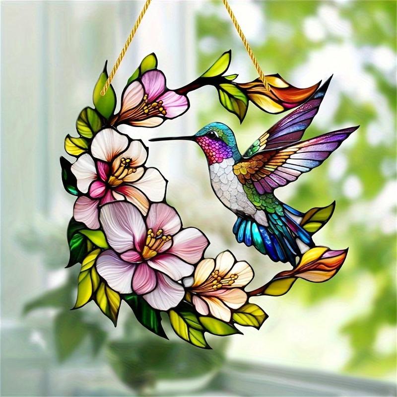 Hummingbird Design Sun Catcher, 1 Count Artistic Acrylic Window Hanging Decor, Bird-themed Multipurpose Decoration for Home & Porch