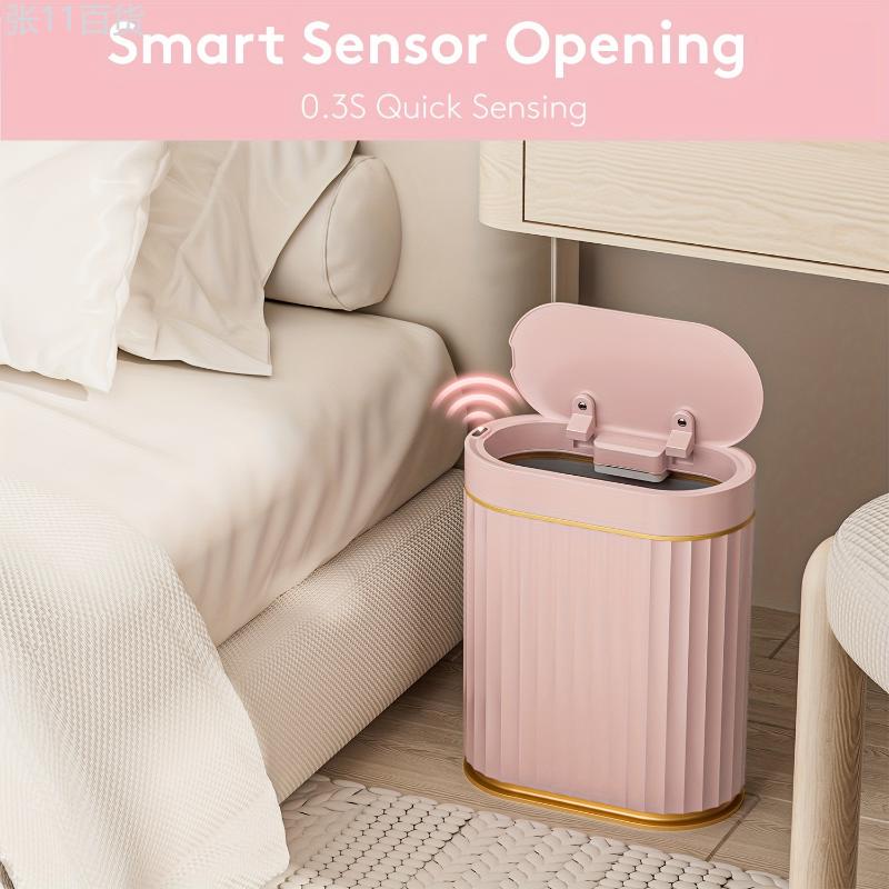 ELPHECO Bathroom Motion Sensor Trash can 2 Gallon Automatic Garbage Can, 9 L Slim Plastic Smart Trash Can with Lid, Commercial Intelligent Trash Bin for Bedroom, Bathroom, Kitchen, Office Kitchen Trash Cans Light