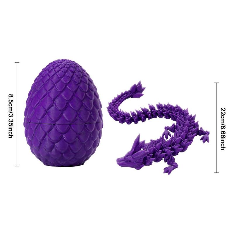 3D Printed Dragon Egg Dragon Gift Set Gemstone Dragon Ornament Full Articulated Crystal Dragon Collectible Statue for Home Decor